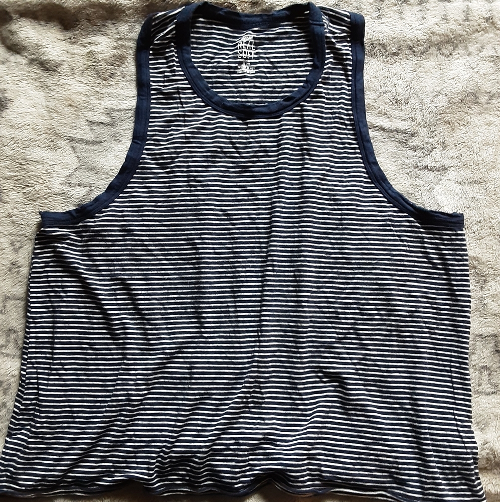Aerie Real Soft Navy Blue Striped Tank XL